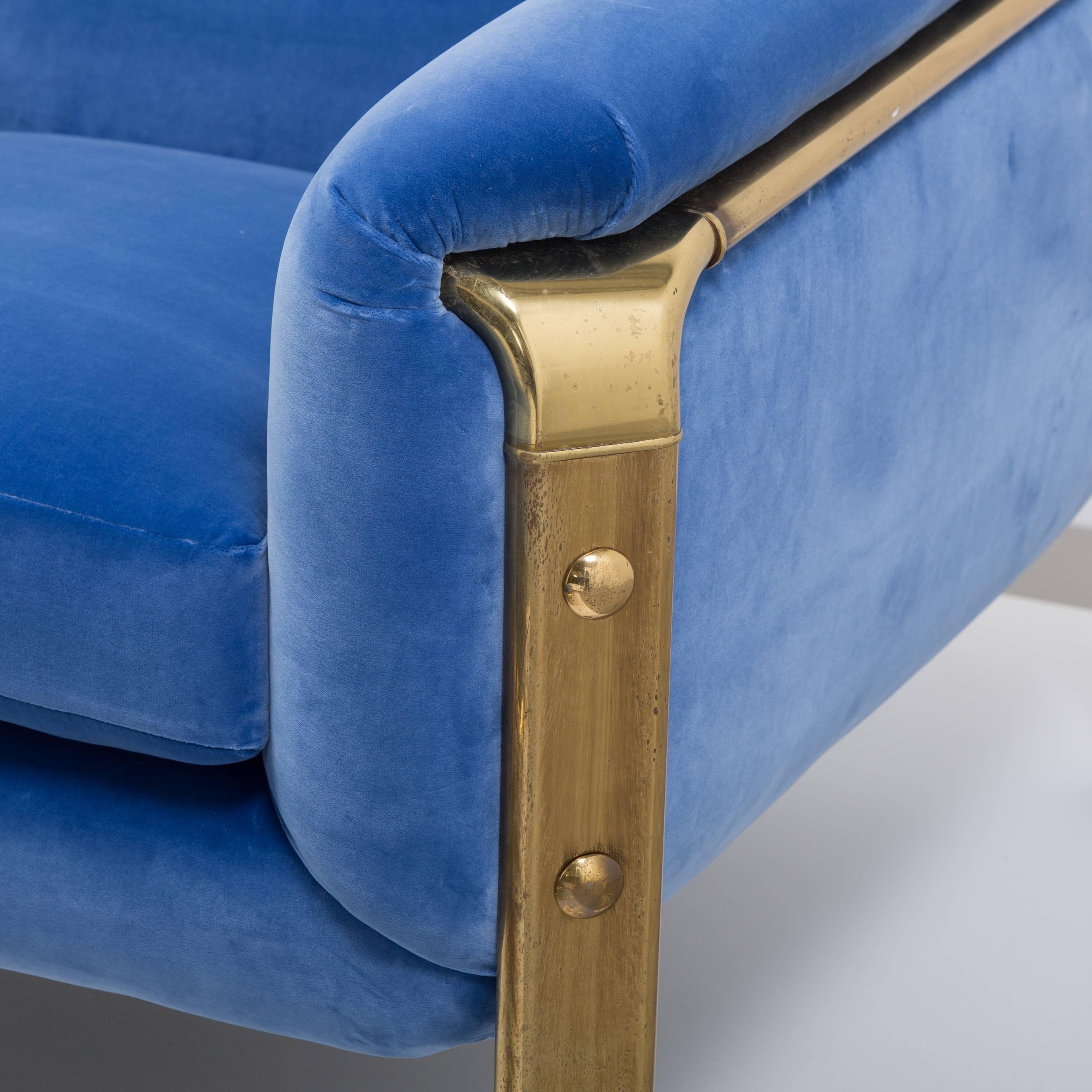 Rare Widdicomb Brass Framed Armchair and Footstool, 1970s 5