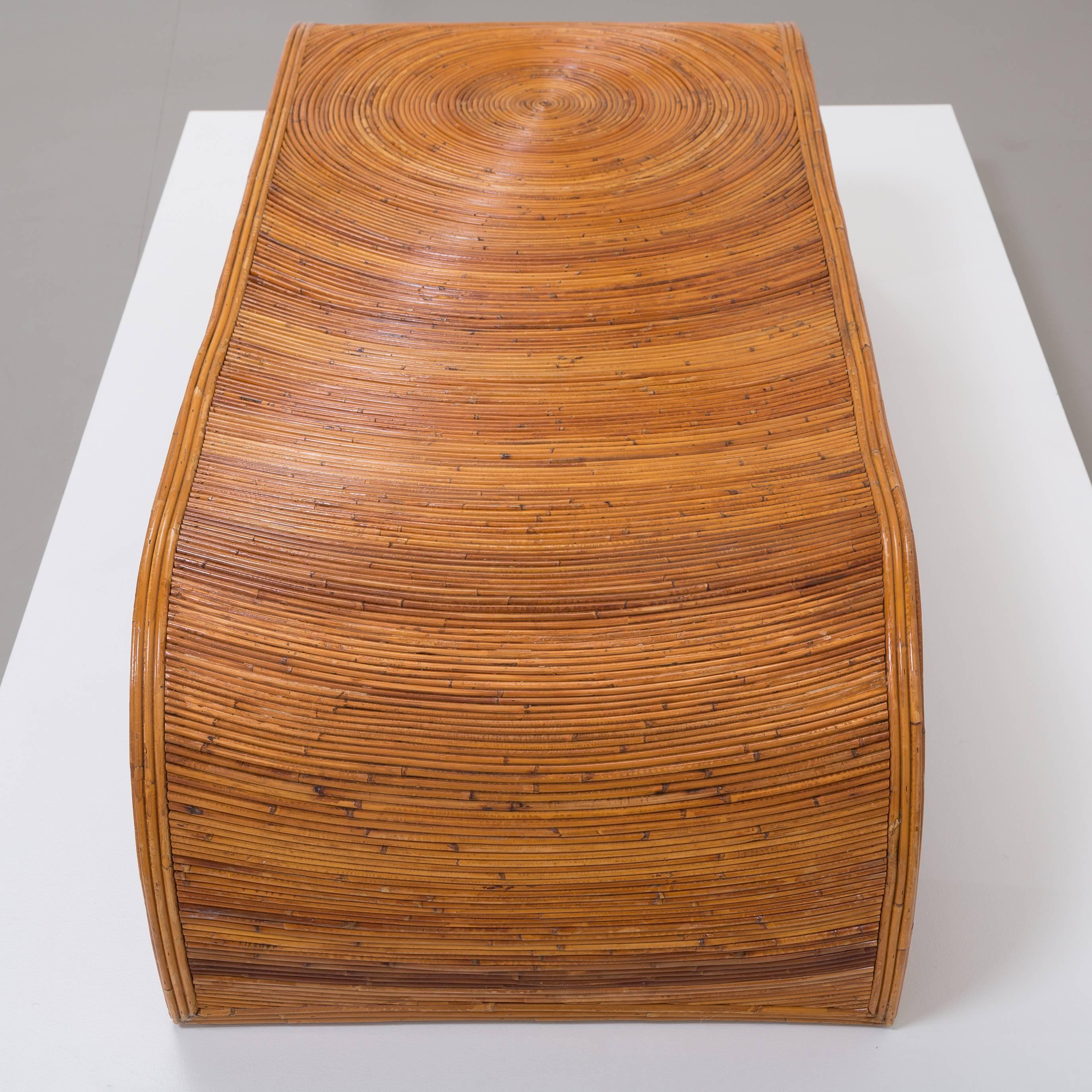 20th Century Gabriella Crespi Attributed Waterfall Bamboo Coffee Table, 1970s