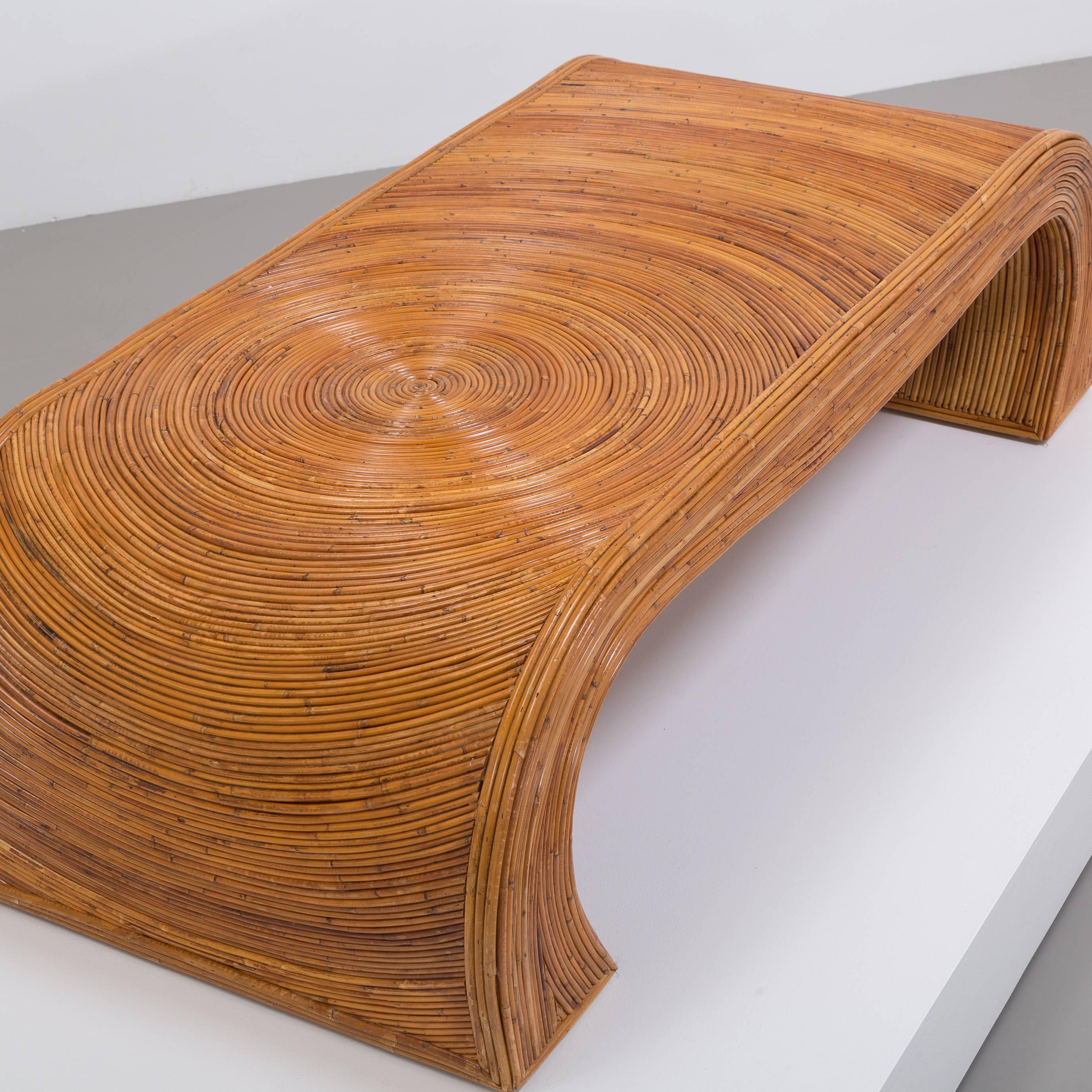 Gabriella Crespi Attributed Waterfall Bamboo Coffee Table, 1970s In Good Condition In London, GB