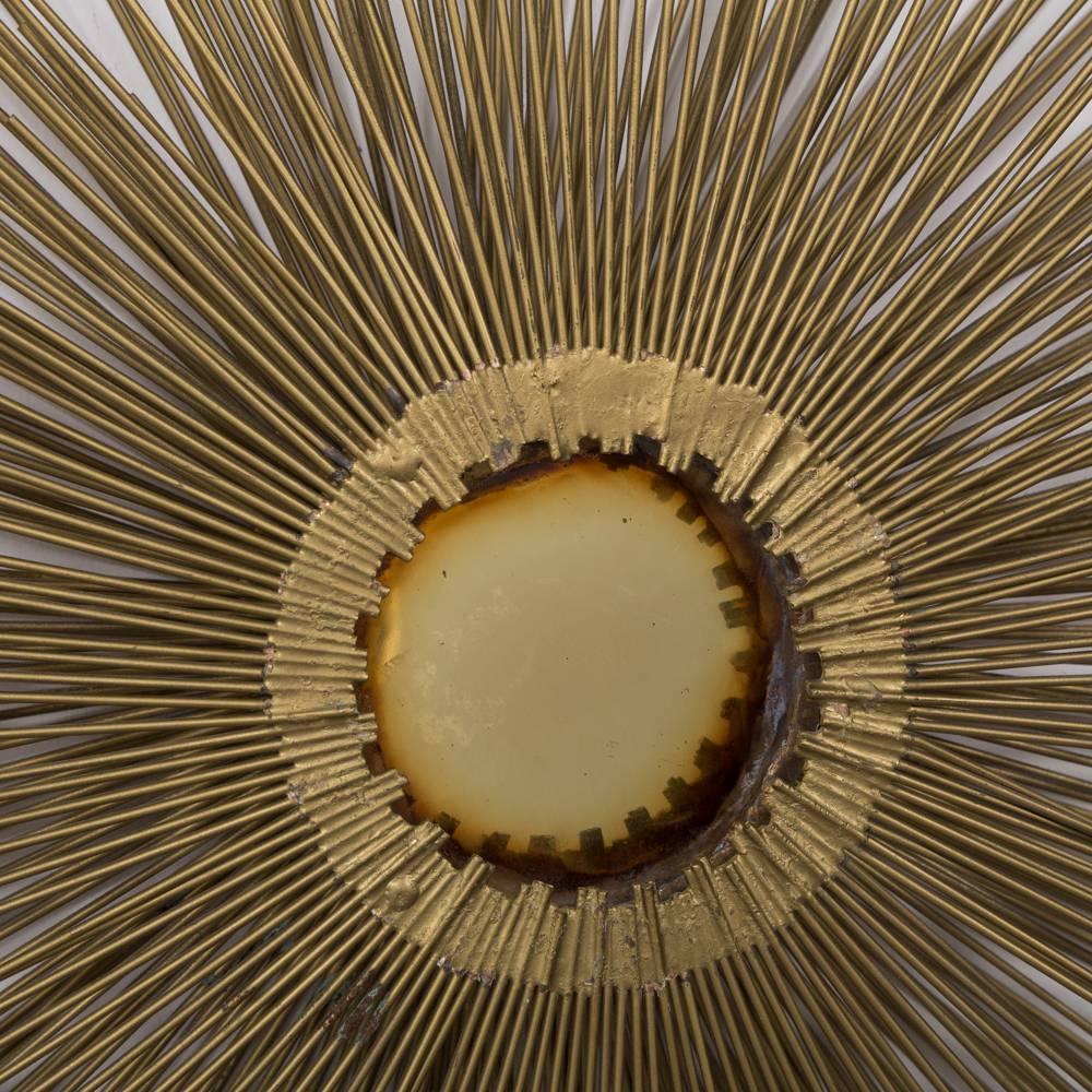 Sunburst Wall Sculpture Polished Brass Centre, 1970s In Good Condition In London, GB