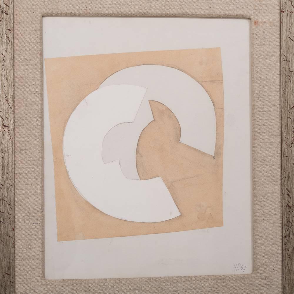 Abstract Collage by Hans Richter, Initialled and Dated 1967 In Good Condition For Sale In London, GB