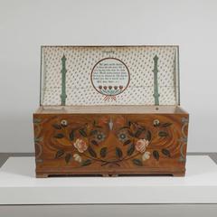 Large Swedish Painted Marriage Chest Dated 1806