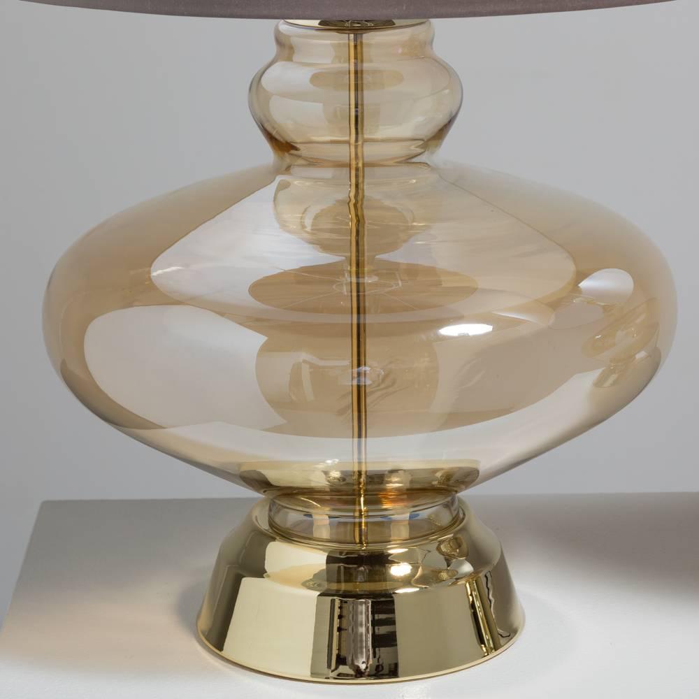 Italian Pair of Gold Irridescent Murano Glass Table Lamps, 1960s