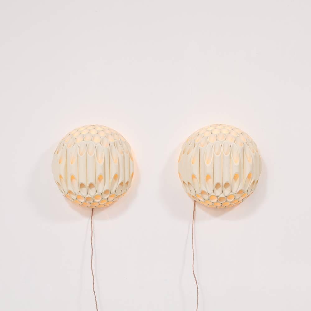 Late 20th Century Exceptional Pair of Spherical Wall Sconce by Rougier Canada, 1970s For Sale