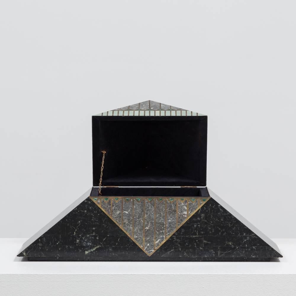 Robert Marcius for Casa Bique Designed Tessellated Stone Pyramid Box, 1980s In Good Condition For Sale In London, GB
