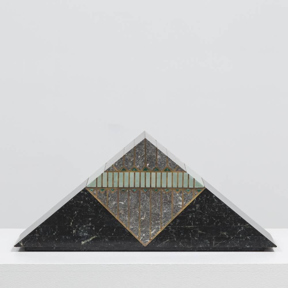 A Robert Marcius for Casa Bique designed tessellated stone pyramid box, 1980s

