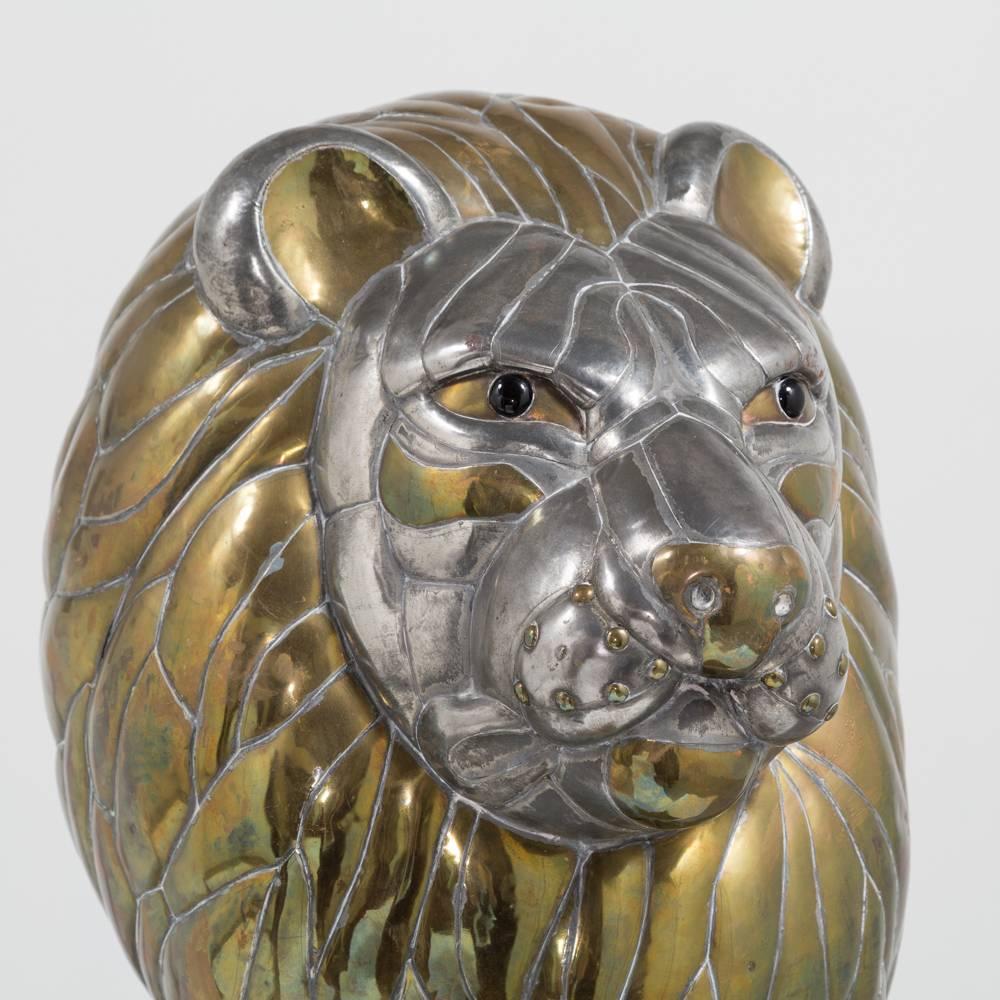 Large Sergio Bustamante Bust of a Lion Signed and Editioned In Good Condition For Sale In London, GB
