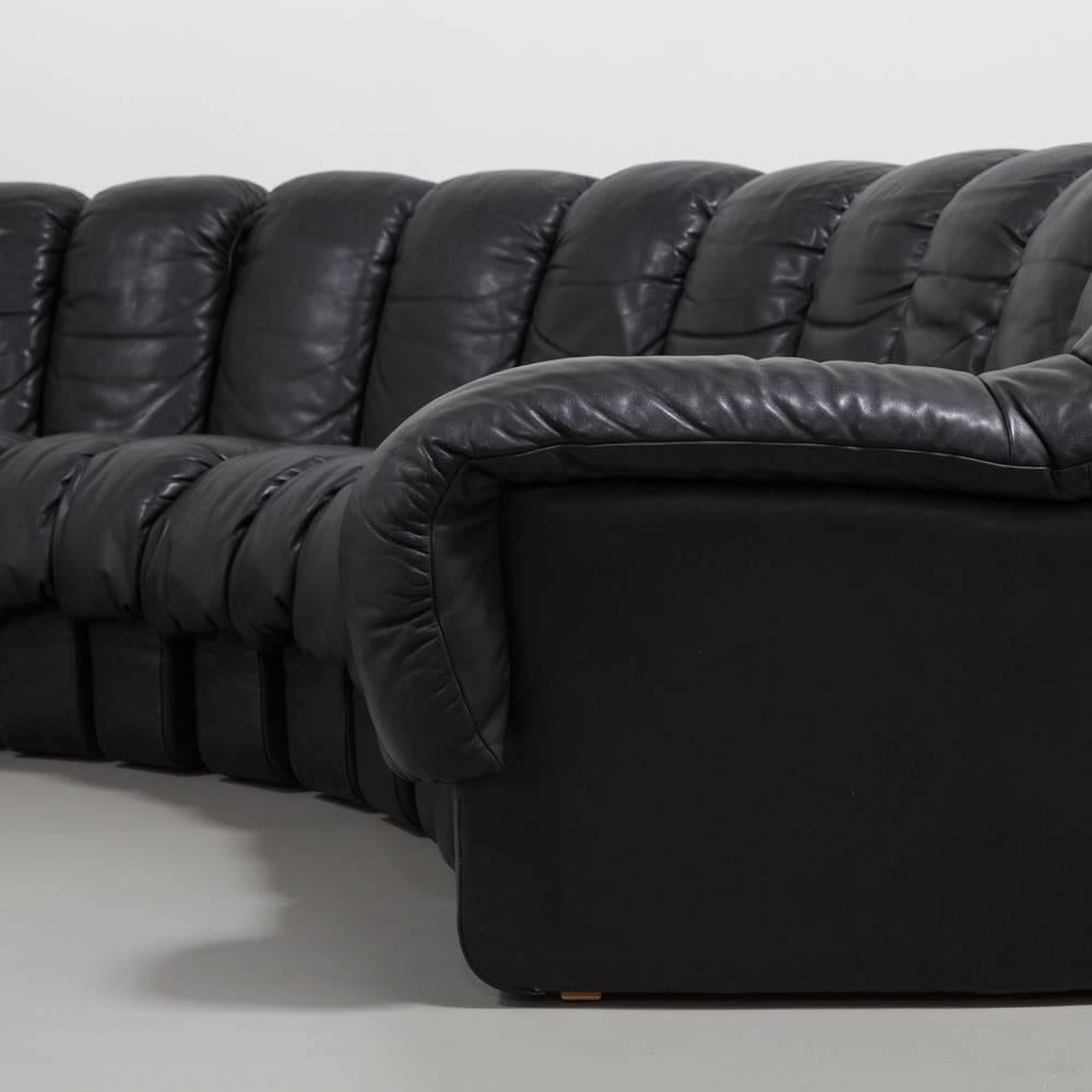 A 28 Piece Black Leather De Sede DS 600 Sectional Leather Sofa 1987 1