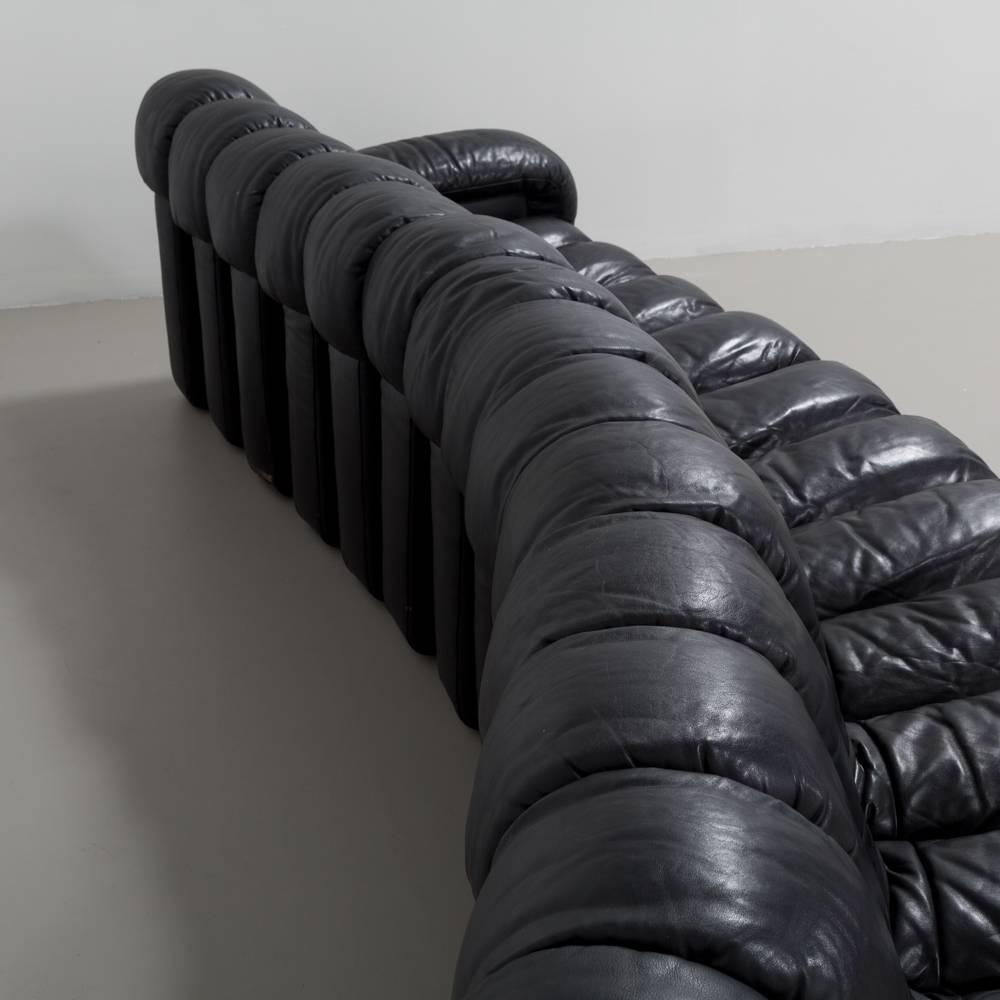 A 28 Piece Black Leather De Sede DS 600 Sectional Leather Sofa 1987 2