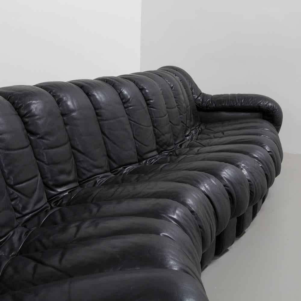 A 28 Piece Black Leather De Sede DS 600 Sectional Leather Sofa 1987 3