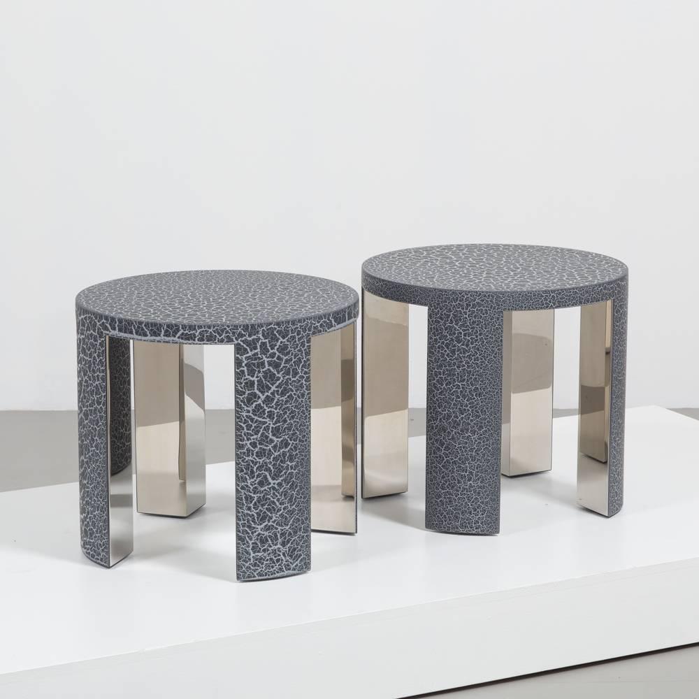 English The Circular Crackle Side Tables by Talisman Bespoke  For Sale