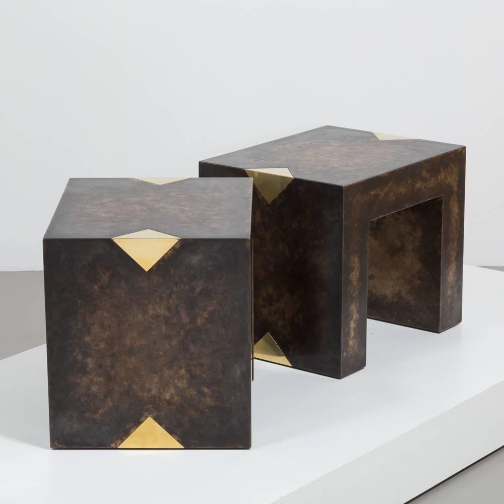 English Rectangular Bronze Collection Brass Side Tables by Talisman Bespoke For Sale