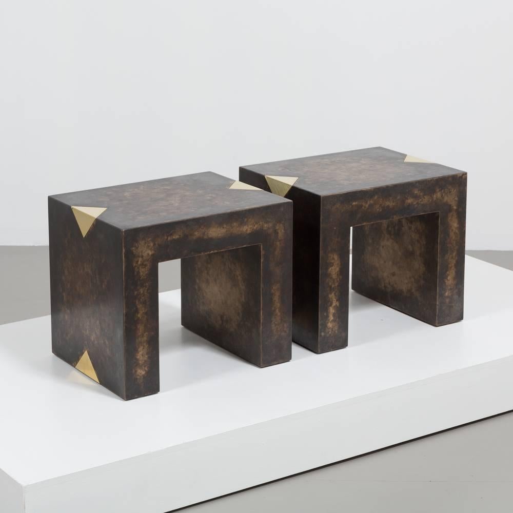 Rectangular Bronze Collection Brass Side Tables by Talisman Bespoke In Excellent Condition For Sale In London, GB