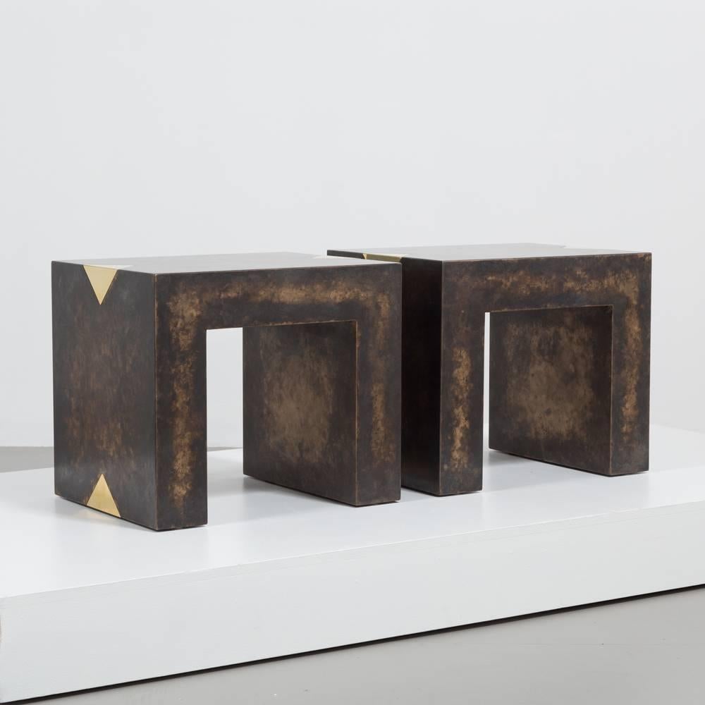 Contemporary Rectangular Bronze Collection Brass Side Tables by Talisman Bespoke For Sale