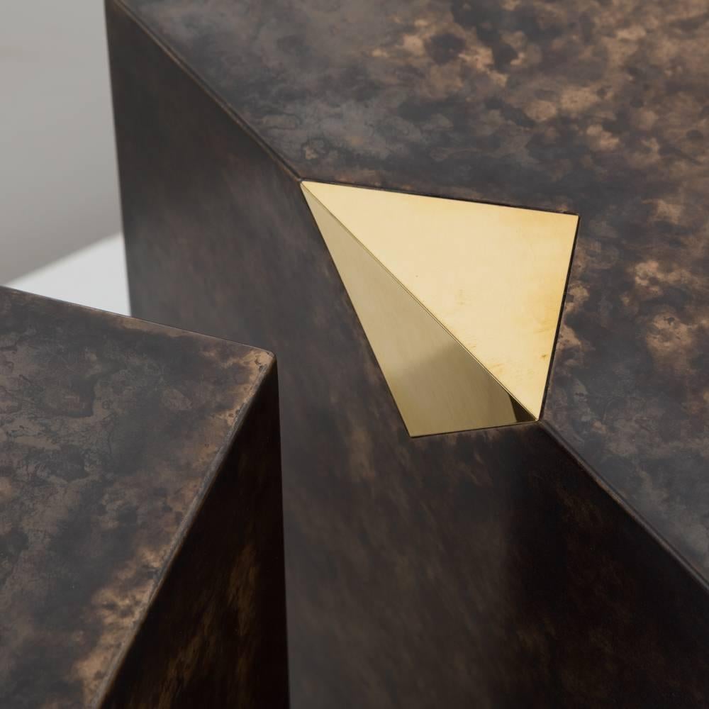 Rectangular Bronze Collection Brass Side Tables by Talisman Bespoke For Sale 1