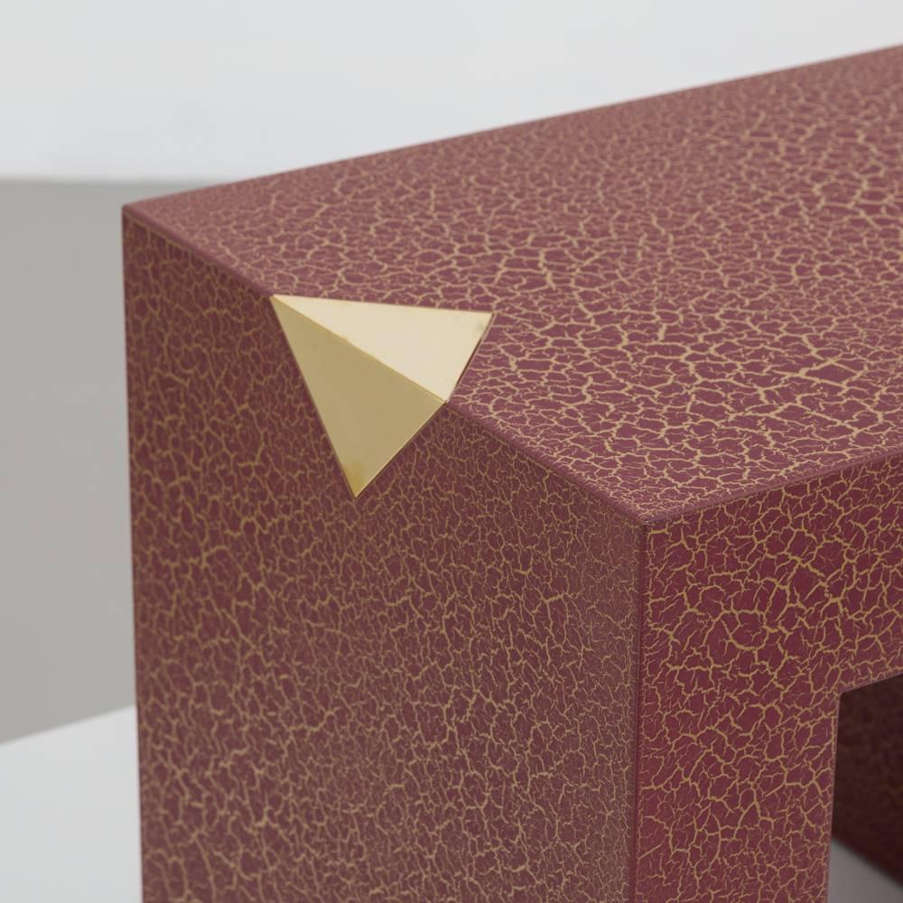 Rectangular Crackle Side Tables by Talisman Bespoke Burgundy and Gold For Sale 2