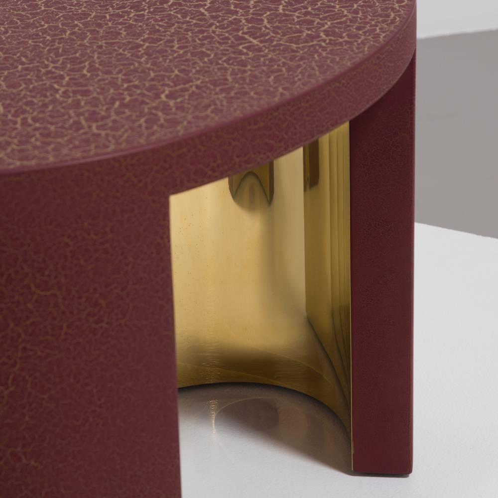 Oval Crackle Side Tables by Talisman Bespoke 'Burgundy and Gold' For Sale 1