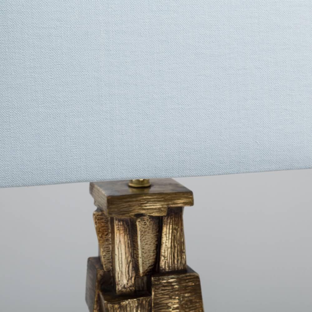 A single Brutalist metal table lamp with a bronze patina, 1970s.