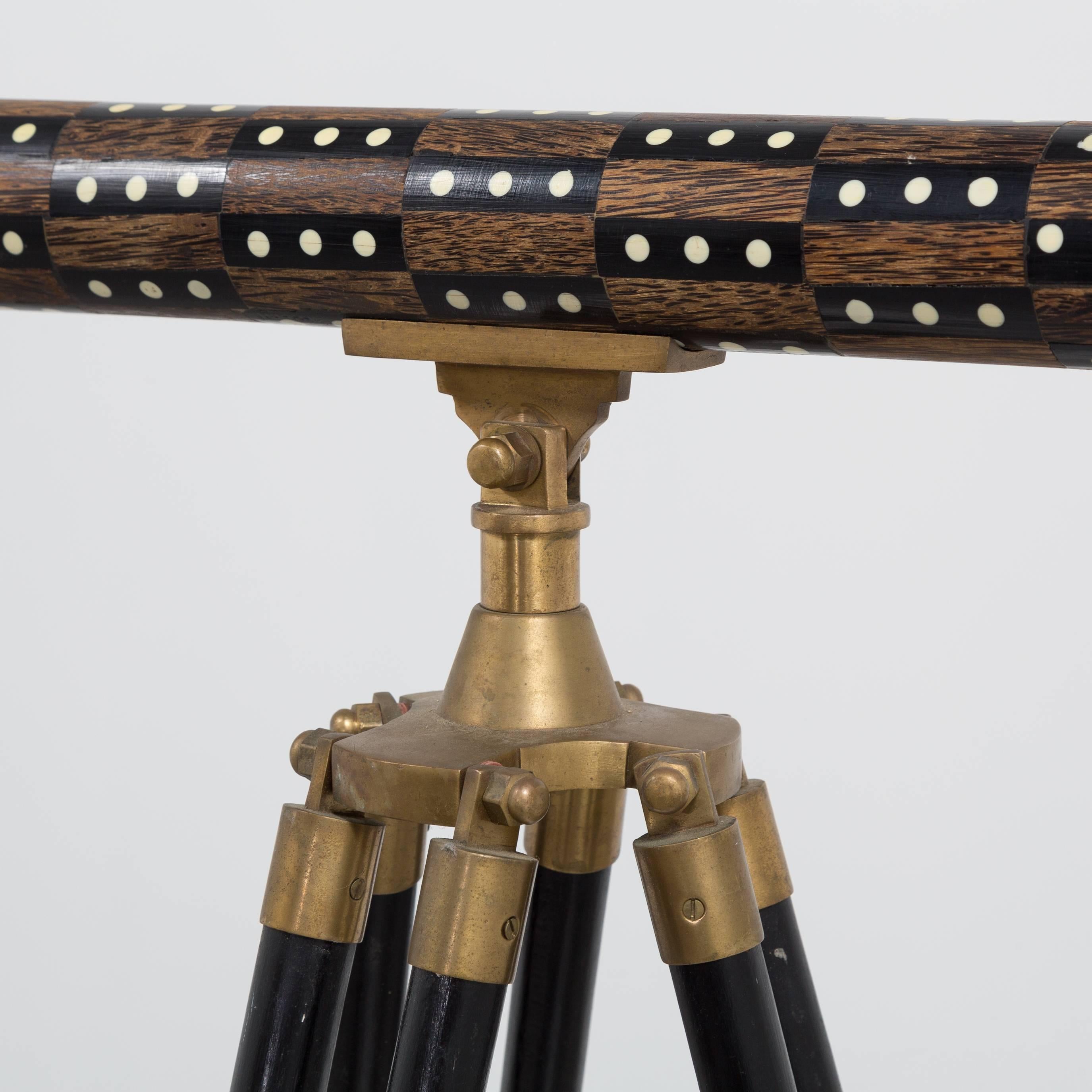 Wooden and Brass Telescope, 1990s In Good Condition For Sale In London, GB