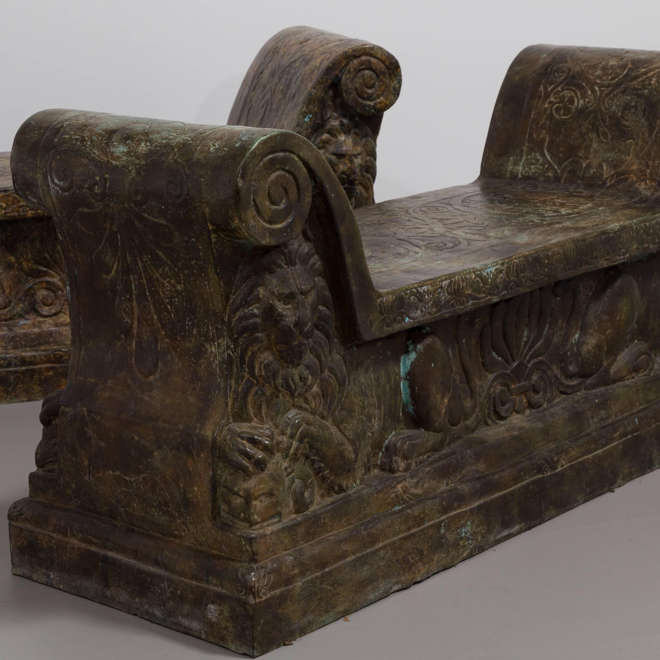 Fabulous Pair of Cast Bronze Benches Cast by Talisman In Good Condition For Sale In London, GB