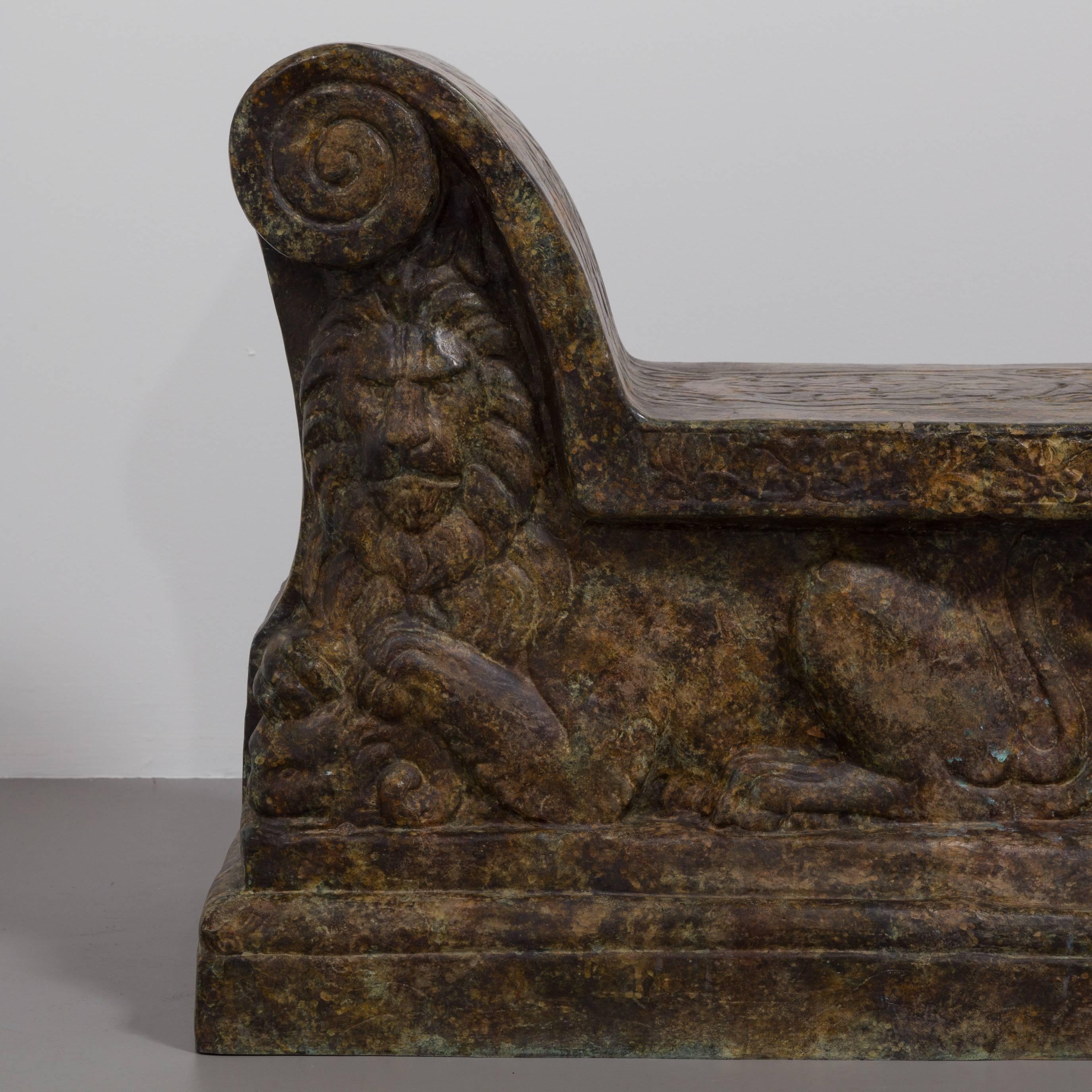 Fabulous Pair of Cast Bronze Benches Cast by Talisman For Sale 4