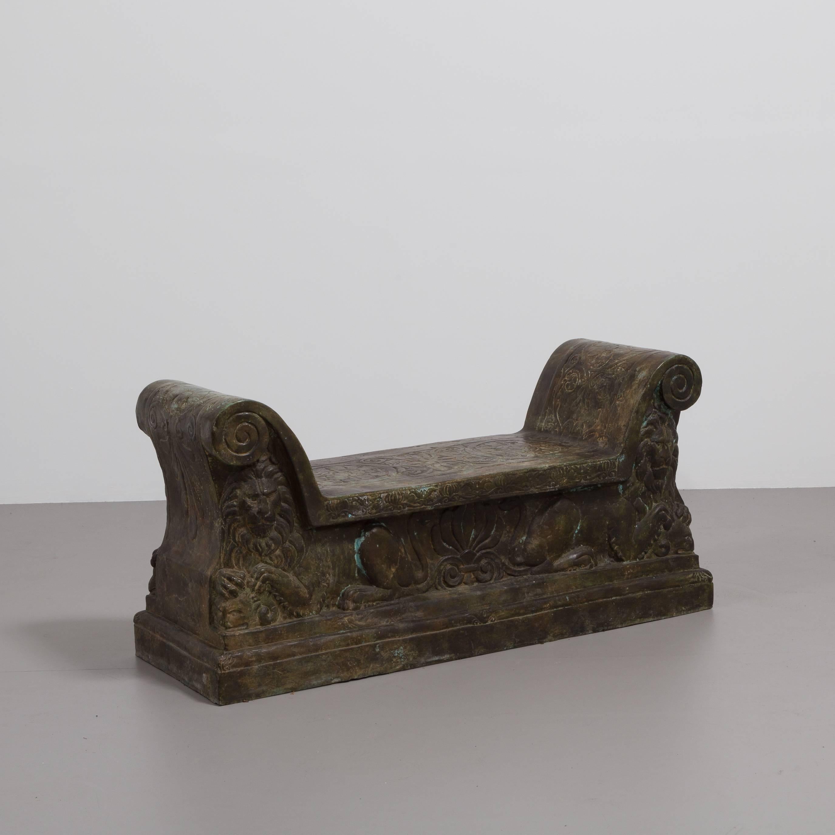 Fabulous Pair of Cast Bronze Benches Cast by Talisman For Sale 1