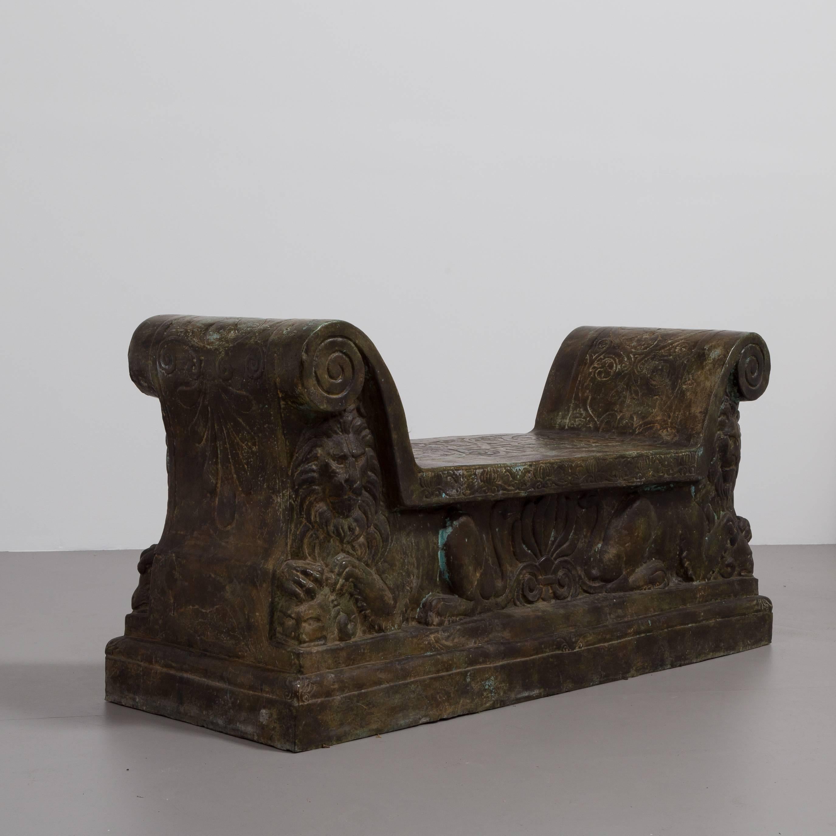 Fabulous Pair of Cast Bronze Benches Cast by Talisman For Sale 2