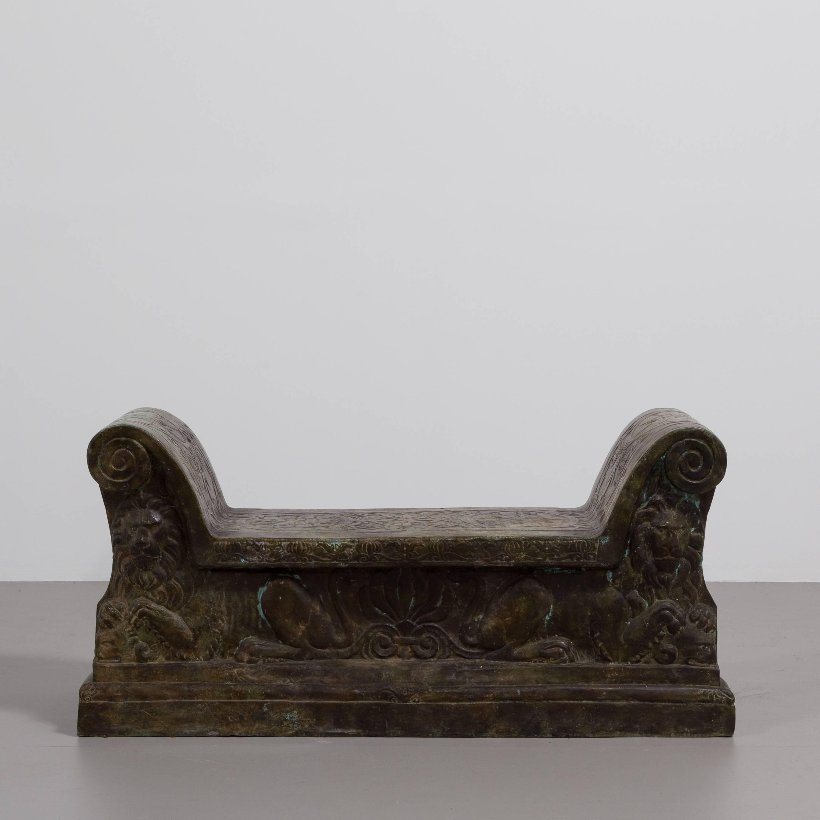 Fabulous Pair of Cast Bronze Benches Cast by Talisman For Sale 3