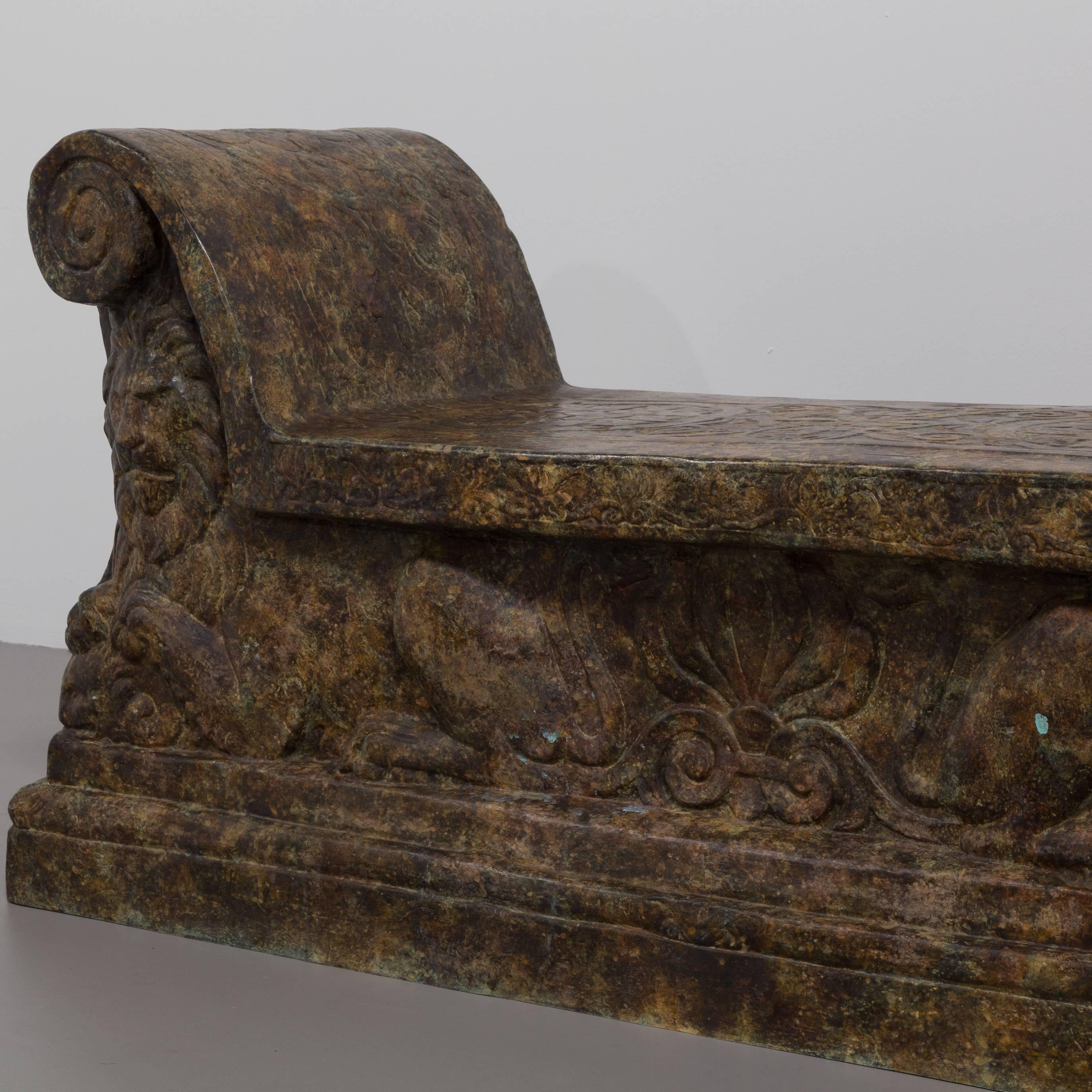 Fabulous Pair of Cast Bronze Benches Cast by Talisman For Sale 6