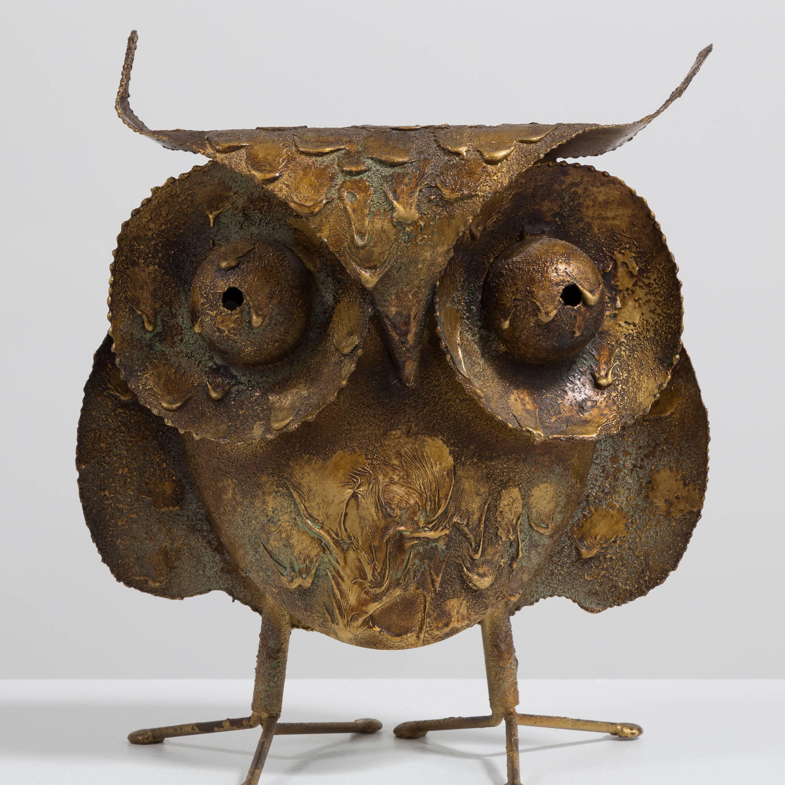 A Brutalist owl by Curtis Jere signed and dated 1968.