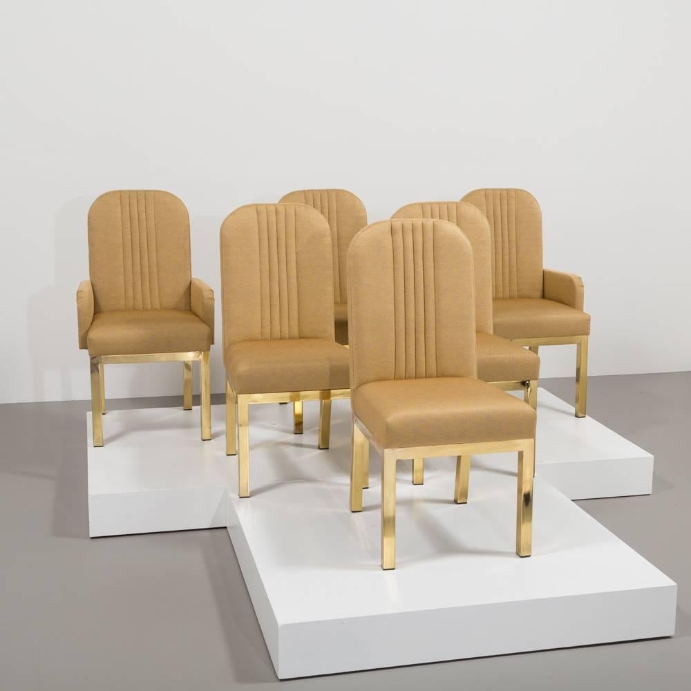 20th Century Set of Six Mastercraft Upholstered Dining Chairs, 1970s For Sale