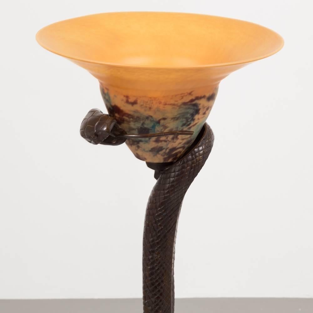 Edgar Brandt Style Bronze Snake Floor Lamp, 1970s 1