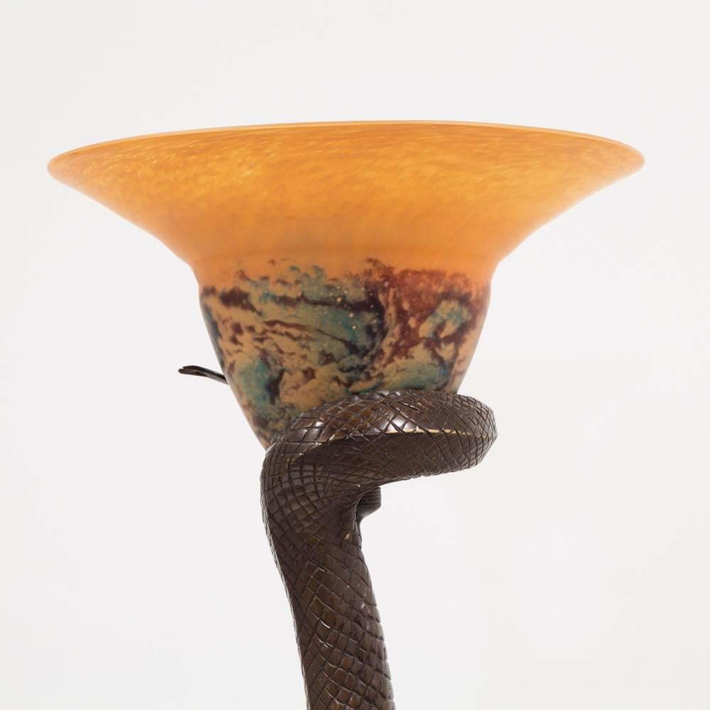 Edgar Brandt Style Bronze Snake Floor Lamp, 1970s In Good Condition In London, GB