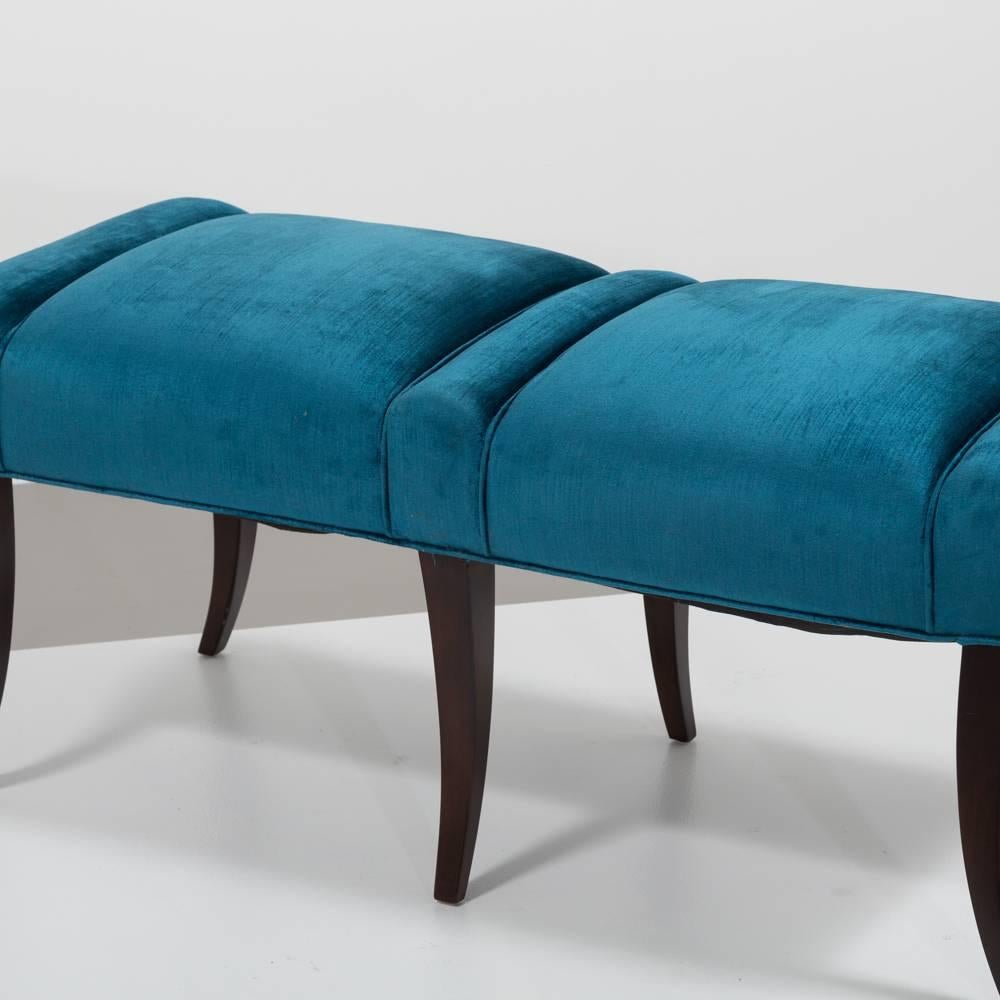 Upholstery Pair of Velvet Upholstered Benches in the Manner of Parzinger For Sale