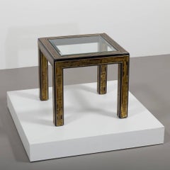 Mastercraft Acid Etched Brass and Ebonised Side Table, 1980s