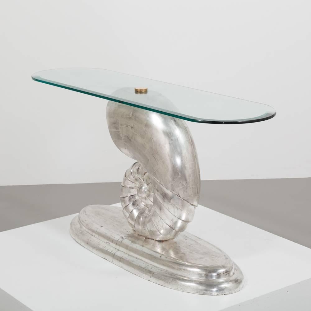 20th Century Nautilus Console Table with a Glass Top For Sale