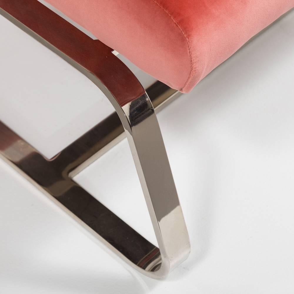Cantilevered Chromium Steel Framed Chair and Stool 1970s 5