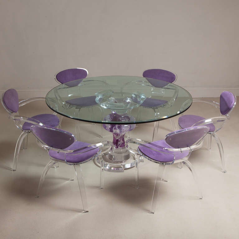 Set of Six Lucite Cherner Style Dining Chairs, 1980s In Excellent Condition In London, GB