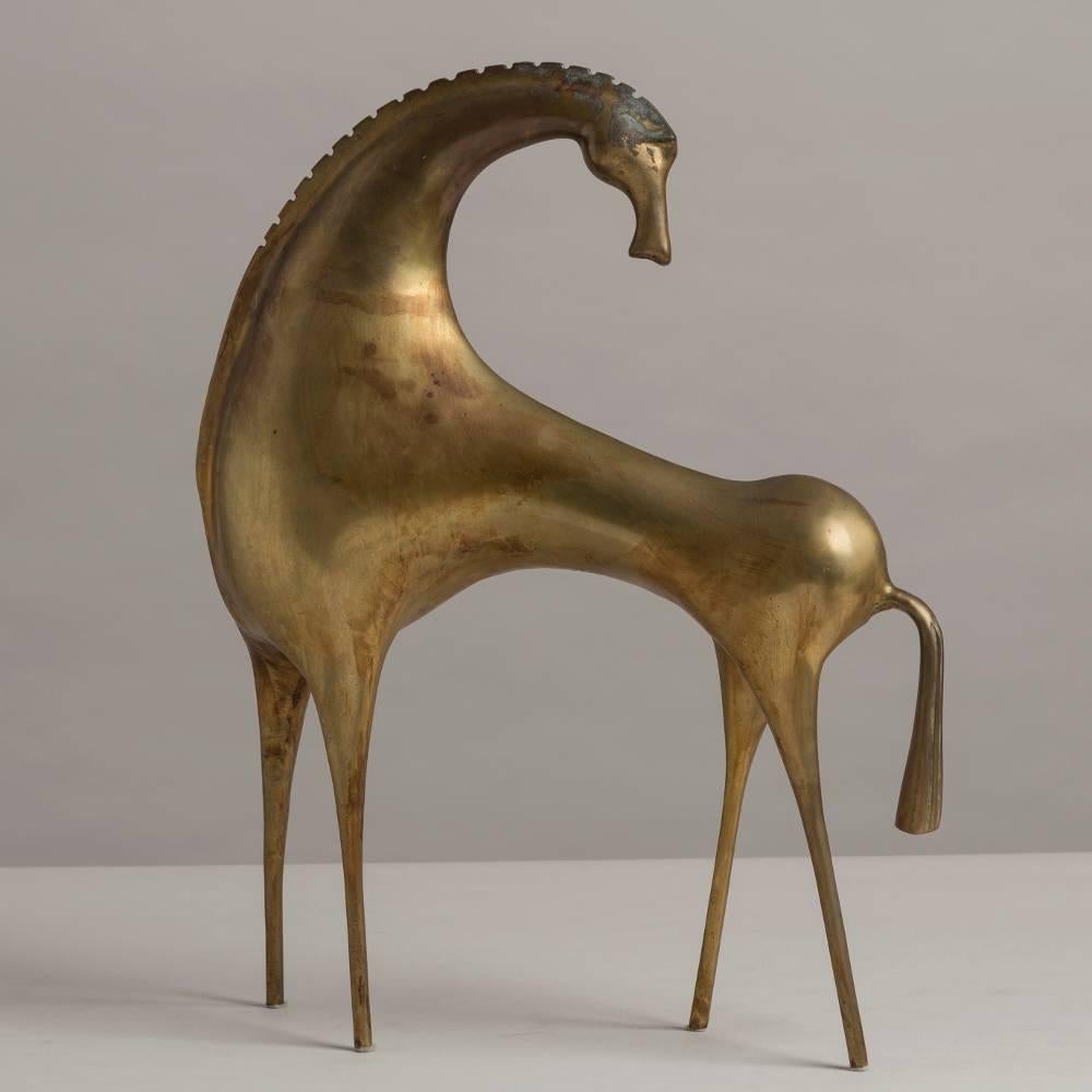 20th Century Modernist Bronze Stylised Horse Table Sculpture