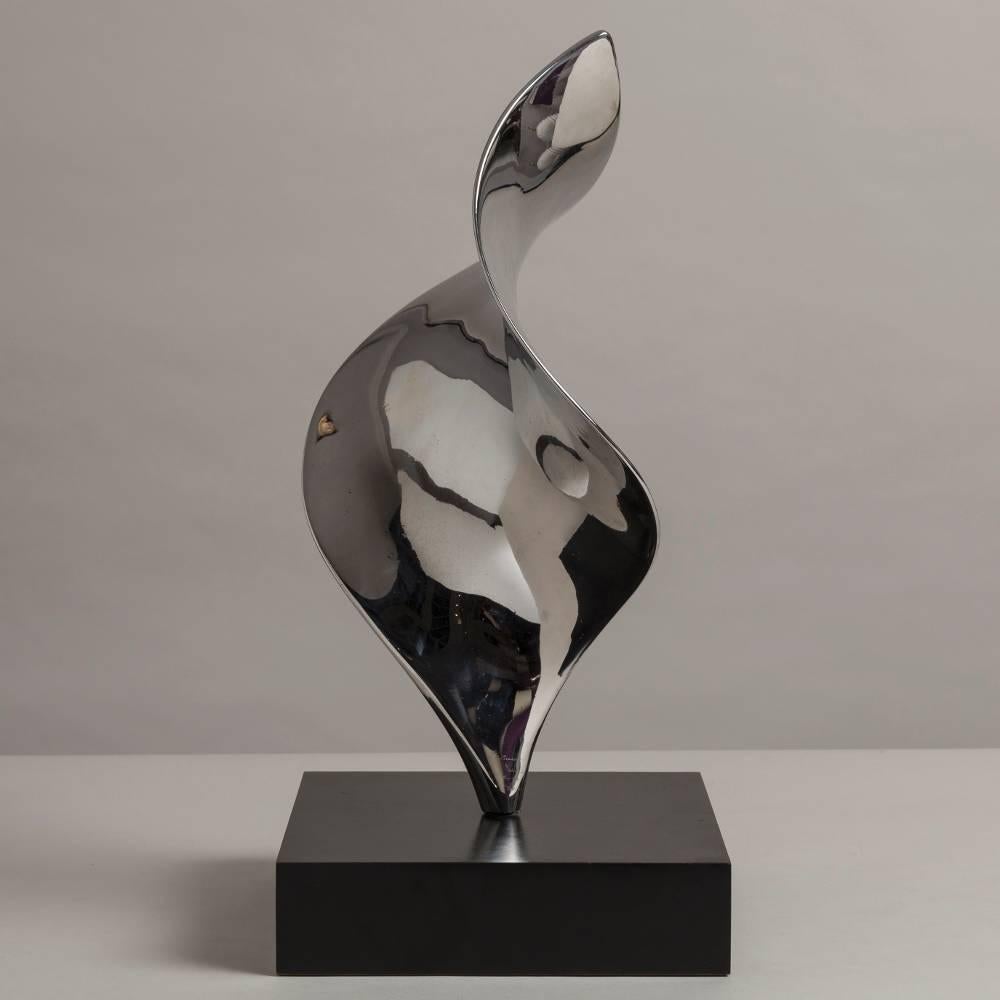 A large nickel plated table sculpture titled beatrice, signed 1/20, 1995
