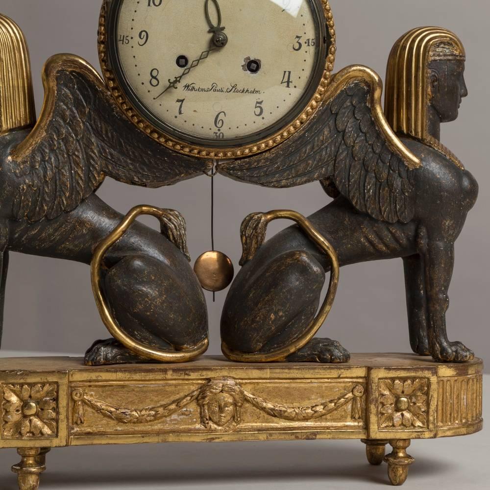 Superb Rare Swedish Empire Mantle Clock, circa 1800 1