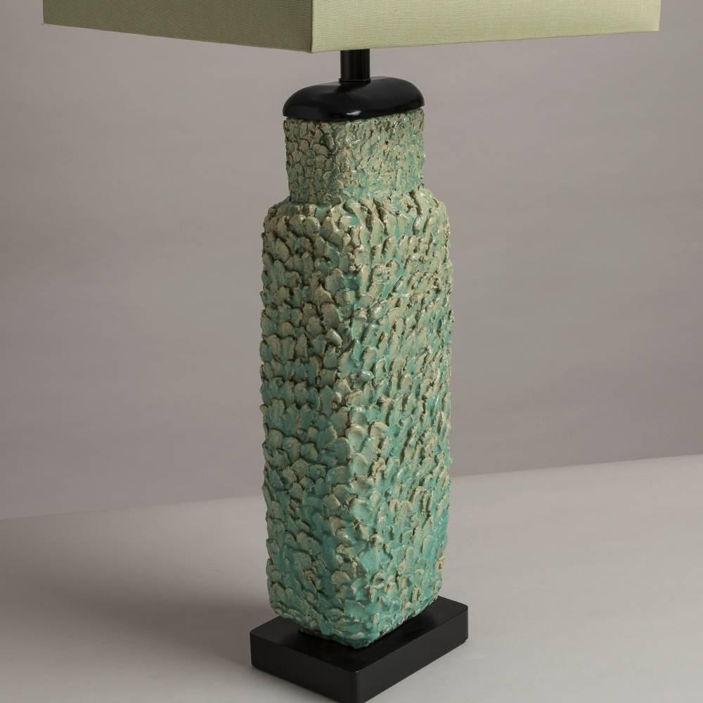 A large sea green textured ceramic table lamp, 1960s

NB: These items are subject to a further discount over and above the trade when exported outside the EU of 20%.