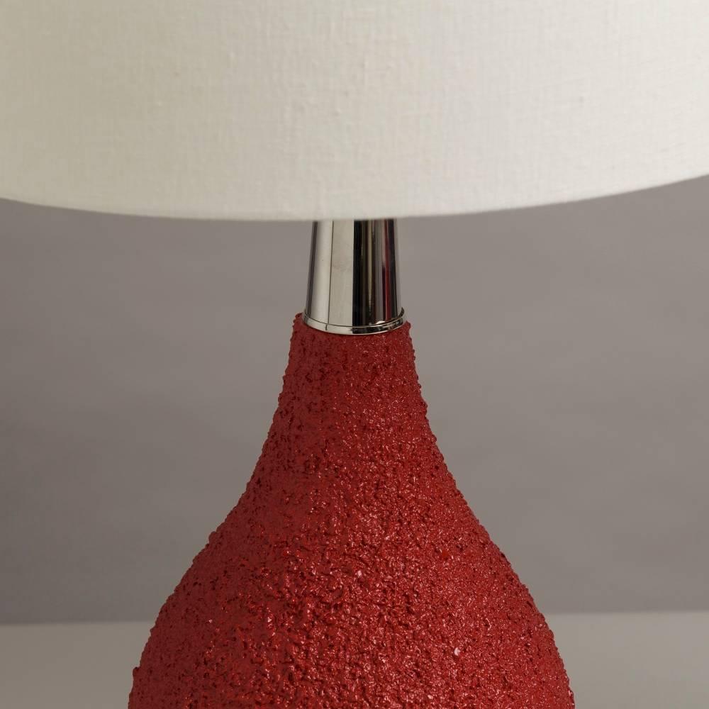 A vibrant pair of textured ceramic table lamps on nickel-plated bases 1970s

NB: These items are subject to a further discount over and above the trade when exported outside the EU of 20%.