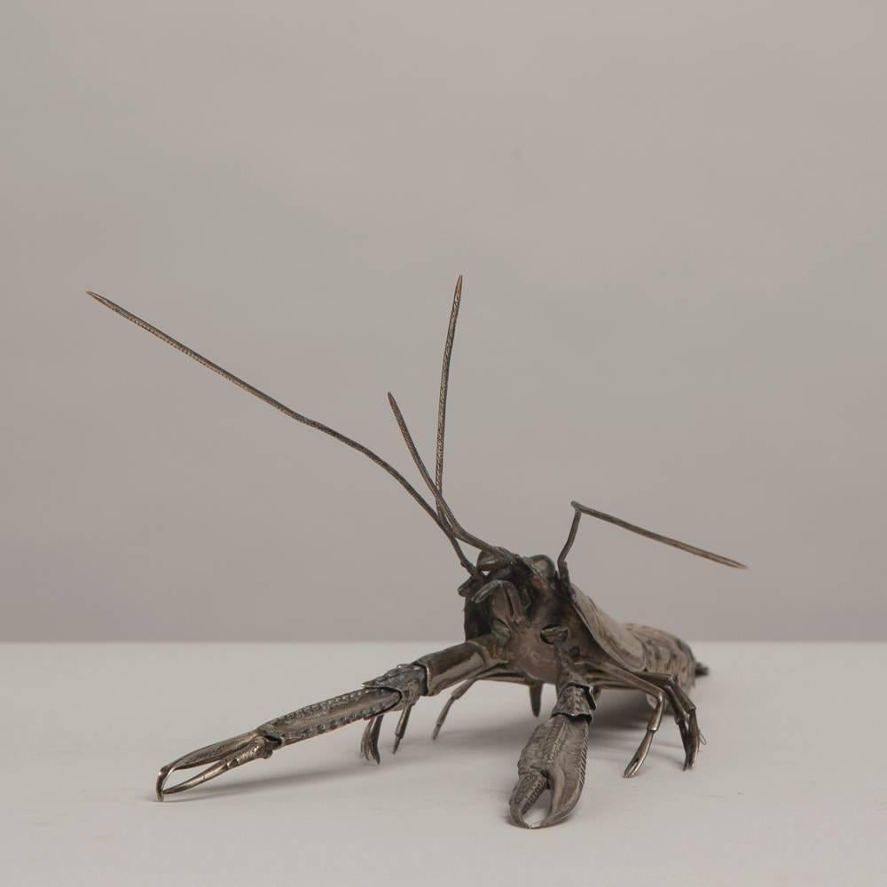 Articulated Langoustine Sculpture, 1950s, Stamped Sterling In Excellent Condition In London, GB