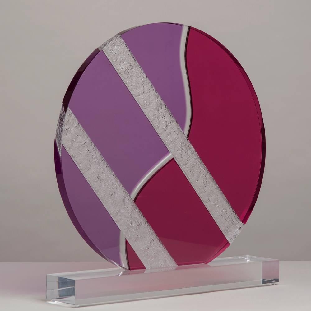 A large Lucite disc table sculpture attributed to Haziza, 1980s
