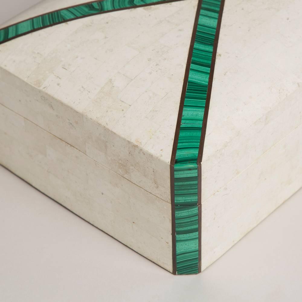 Late 20th Century Maitland-Smith Tessellated Stone Veneered Hinged Box, 1970s
