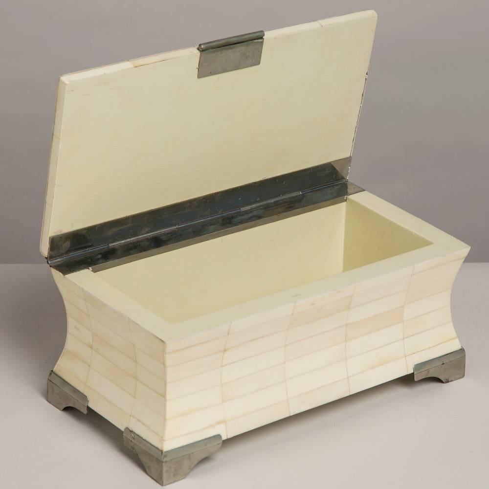 Tessellated Bone Veneered Hinged Lidded Box, 1970s In Excellent Condition For Sale In London, GB