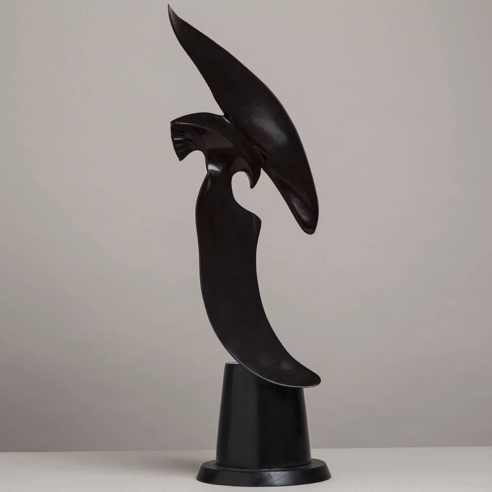 A bronze bird in flight table sculpture by Somchai Hattakitko (1934-2000) incised signature 194