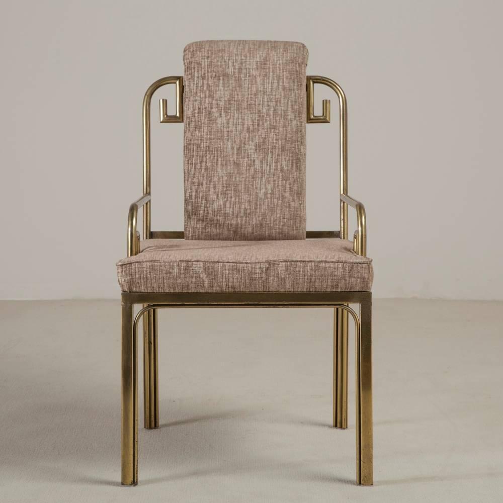 Set of Six Mastercraft BrassFramed Dining Chairs, 1970s For Sale at