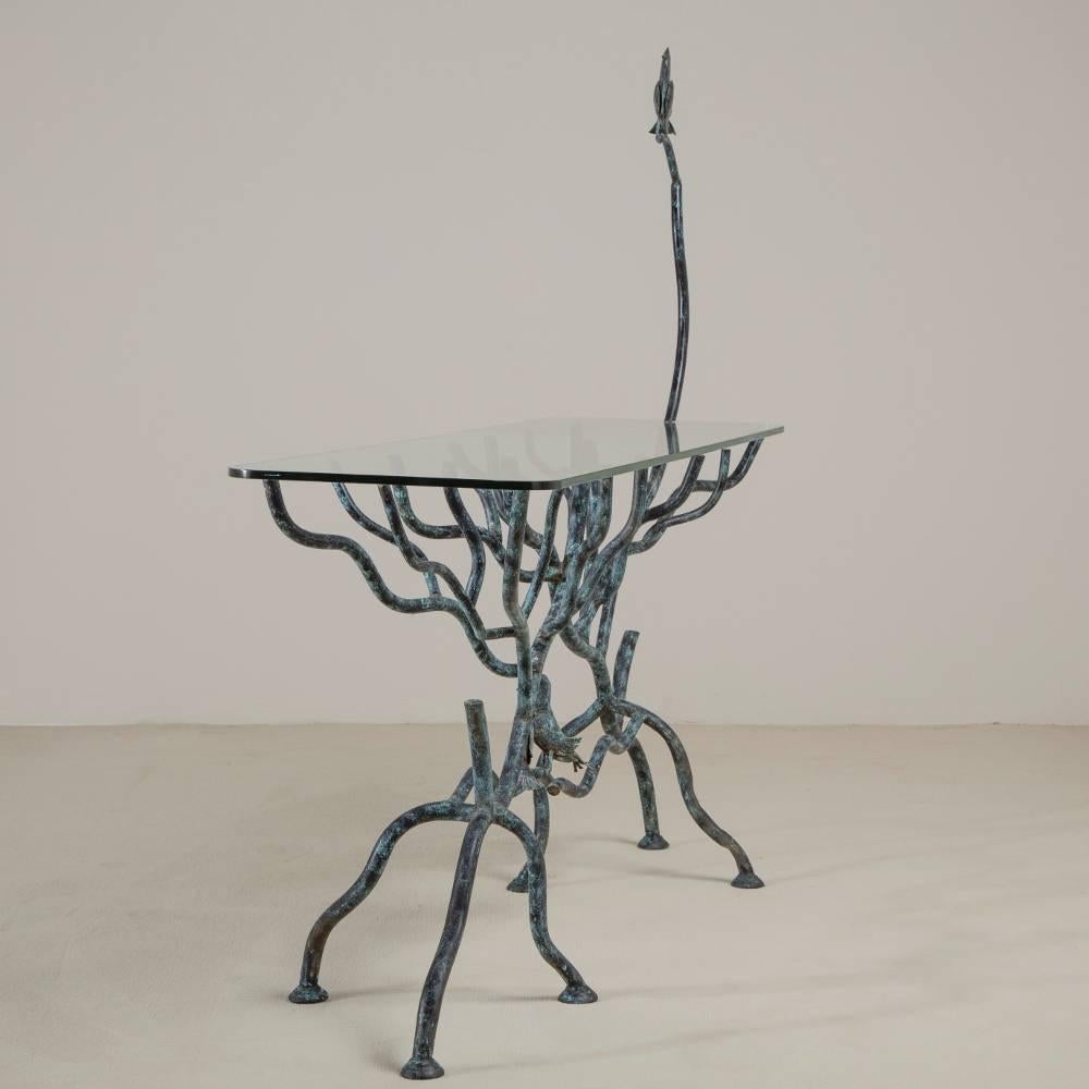 Giacometti Inspired Simulated Tree Console Table, 1980s 1